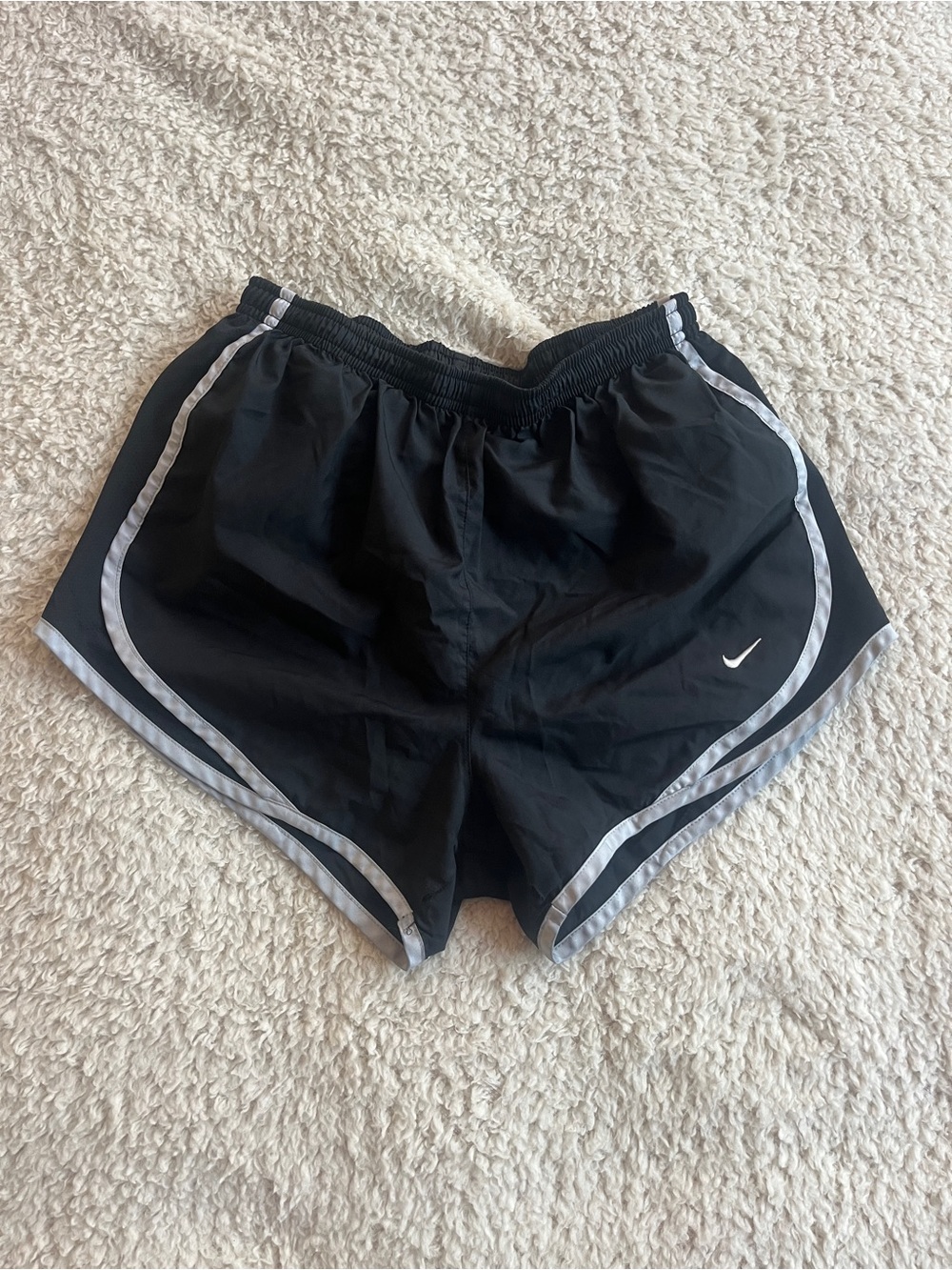 Nike Black Women's Athletic Shorts with Light Gray Trim